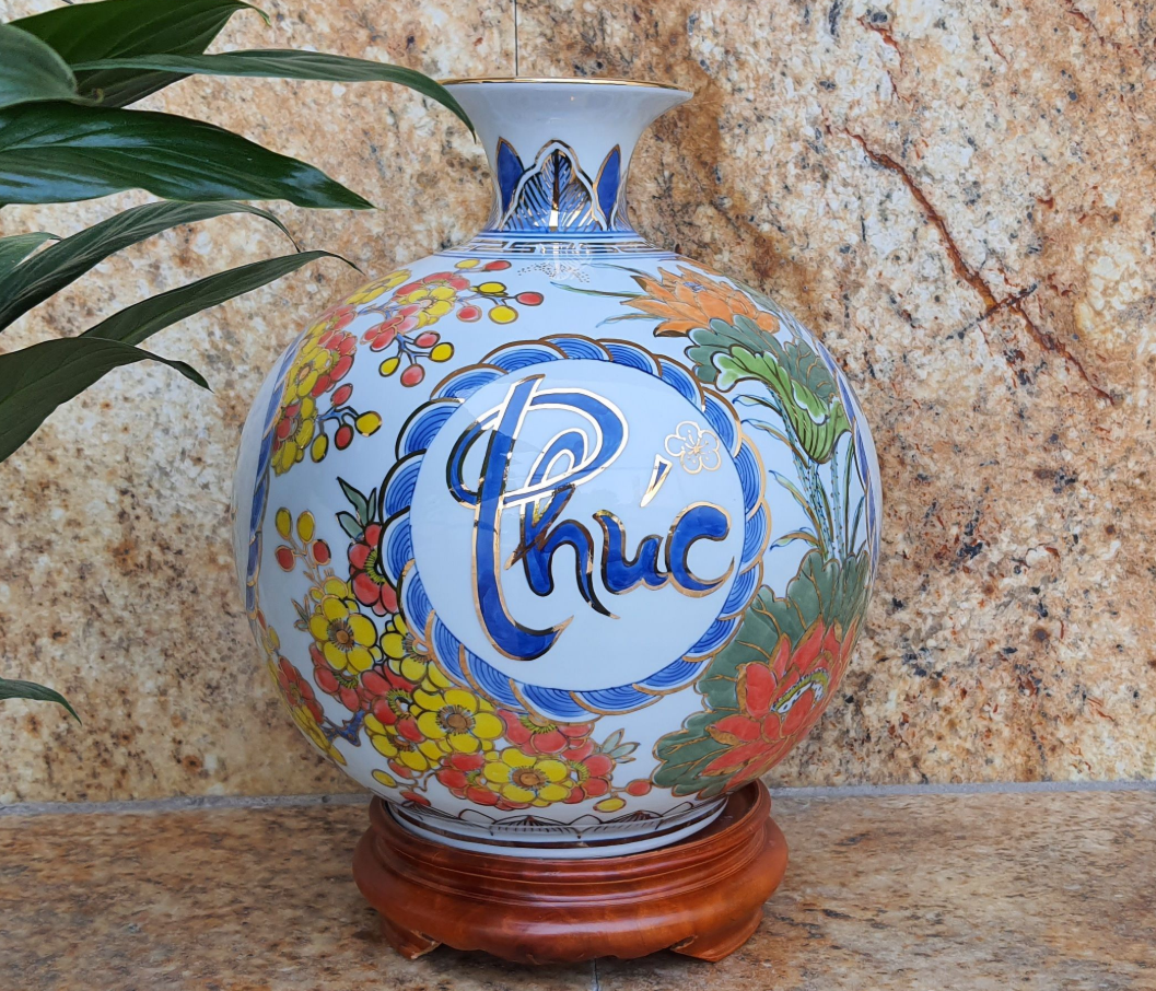 Bình hút tài lộc Tứ Cảnh Phúc Đức Tài Lộc